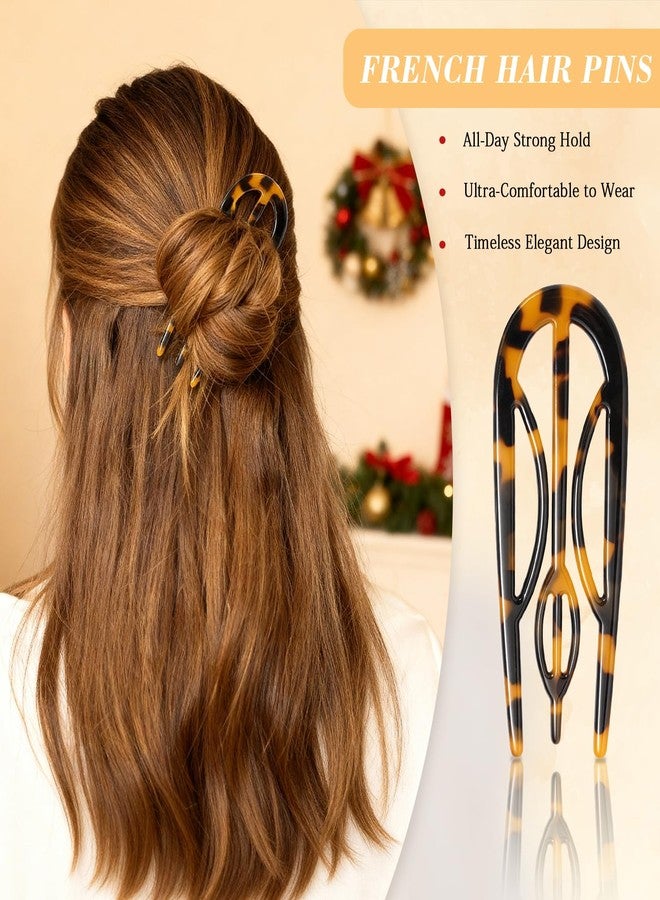 Glaudmeiss 4PCS Prestige French Hair Pins for Women - Tortoise Shell Recycled Hair Pin for Updos Chignons & Buns - Eco-Friendly Acetate French Twist Pin, Elegant Styling for All Hair Types - Image 2